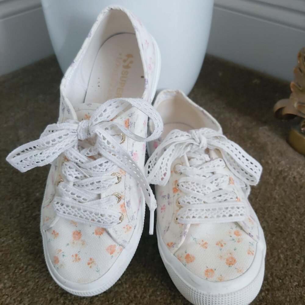 Love Shack Fancy Superga size 38  GUC sneaker canvas shoe
